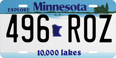 MN license plate 496ROZ