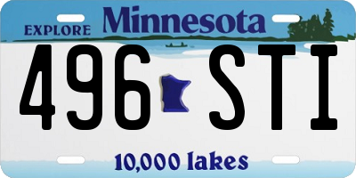 MN license plate 496STI