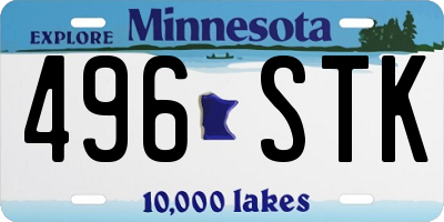 MN license plate 496STK
