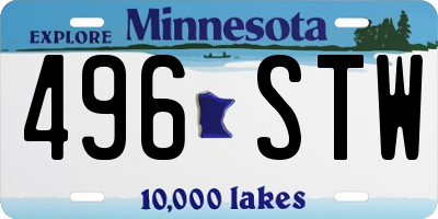 MN license plate 496STW