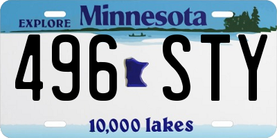 MN license plate 496STY