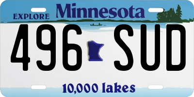 MN license plate 496SUD