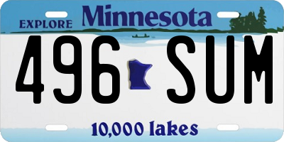 MN license plate 496SUM