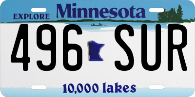 MN license plate 496SUR