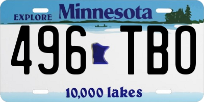 MN license plate 496TBO