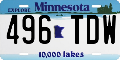MN license plate 496TDW