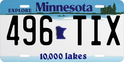 MN license plate 496TIX