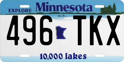MN license plate 496TKX