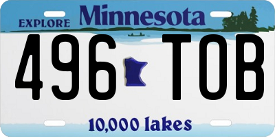 MN license plate 496TOB