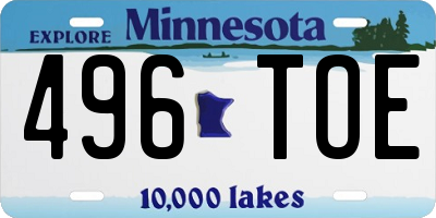 MN license plate 496TOE