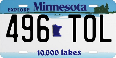 MN license plate 496TOL
