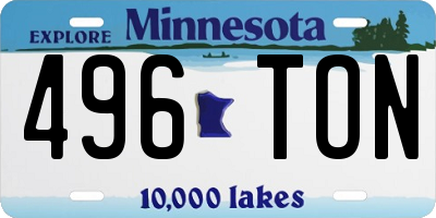 MN license plate 496TON
