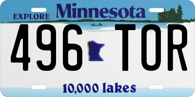 MN license plate 496TOR