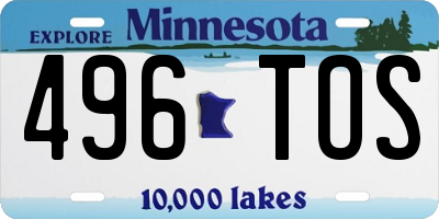 MN license plate 496TOS
