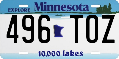 MN license plate 496TOZ