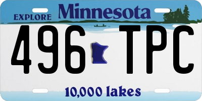 MN license plate 496TPC