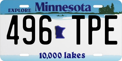 MN license plate 496TPE