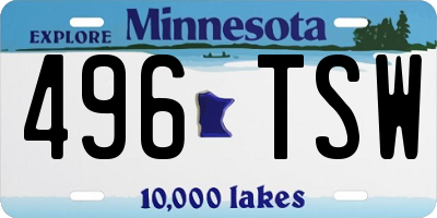 MN license plate 496TSW