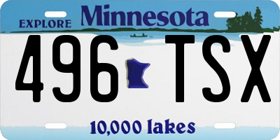 MN license plate 496TSX