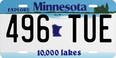MN license plate 496TUE