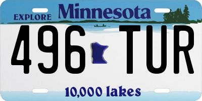 MN license plate 496TUR
