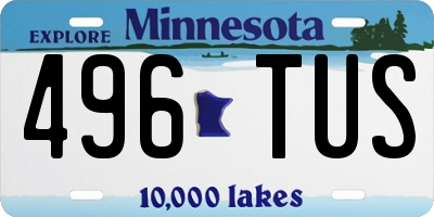 MN license plate 496TUS