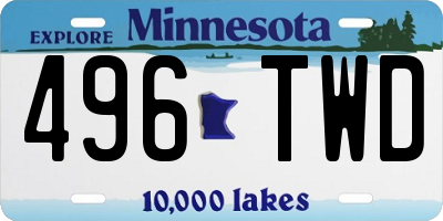 MN license plate 496TWD