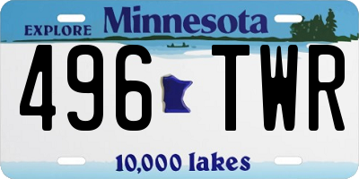 MN license plate 496TWR