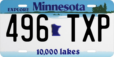 MN license plate 496TXP