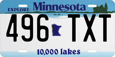 MN license plate 496TXT