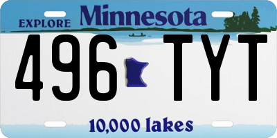 MN license plate 496TYT