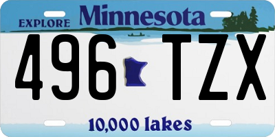 MN license plate 496TZX