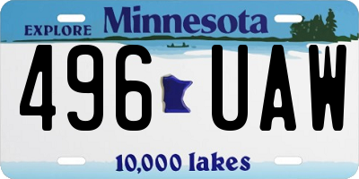 MN license plate 496UAW