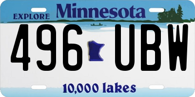 MN license plate 496UBW