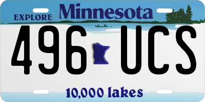 MN license plate 496UCS