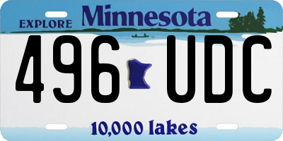 MN license plate 496UDC