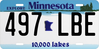MN license plate 497LBE