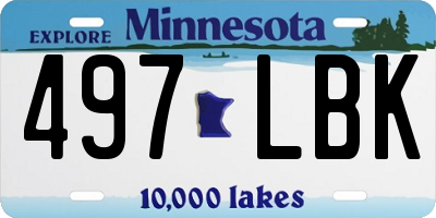 MN license plate 497LBK