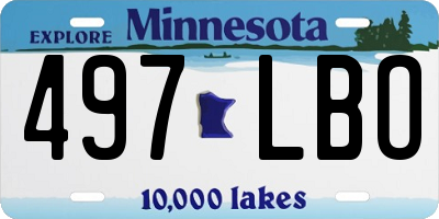 MN license plate 497LBO