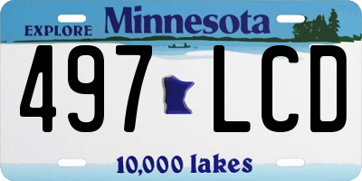 MN license plate 497LCD