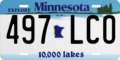MN license plate 497LCO