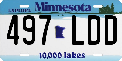 MN license plate 497LDD
