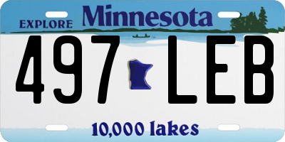 MN license plate 497LEB