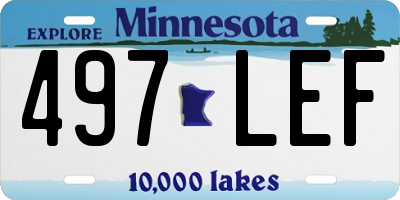 MN license plate 497LEF