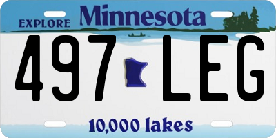 MN license plate 497LEG