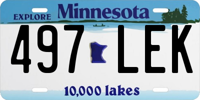 MN license plate 497LEK