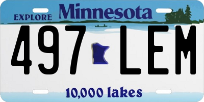 MN license plate 497LEM