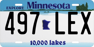MN license plate 497LEX