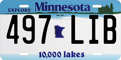 MN license plate 497LIB