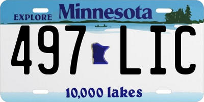 MN license plate 497LIC